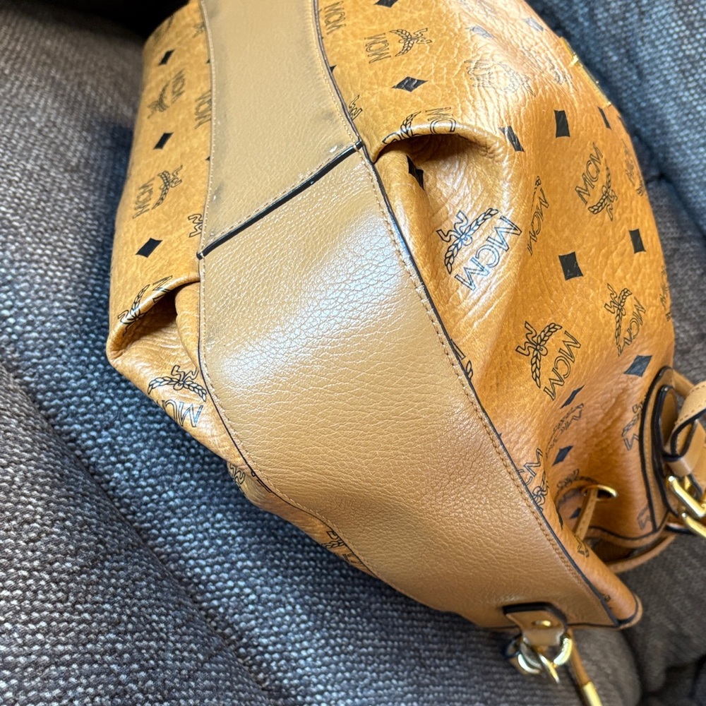 MCM  Visetos Cognac Bucket Crossbody Bag-Dual Handle+Strap - Picture 8 of 16